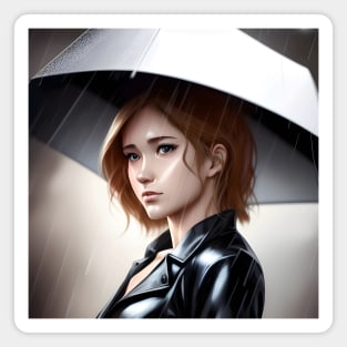 Women Style With Umbrella  Clouds Rain Magnet